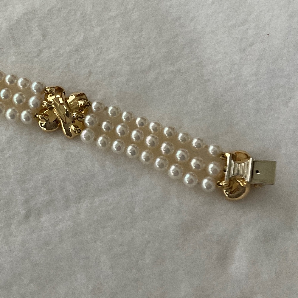 TIFFANY & CO. Vintage 18k Dogwood Diamond Akoya Pearl Bracelet - Picture 11 of 16